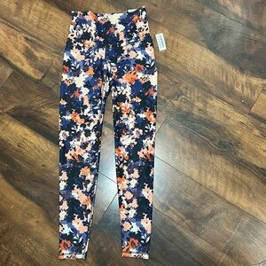 Old Navy Blue and Orange Leggings with Vibrant Floral Design